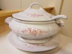 Soepterrine met roze bloemen 4 delig zonder deksel, Antiek en Kunst, Antiek | Keramiek en Aardewerk, Ophalen of Verzenden
