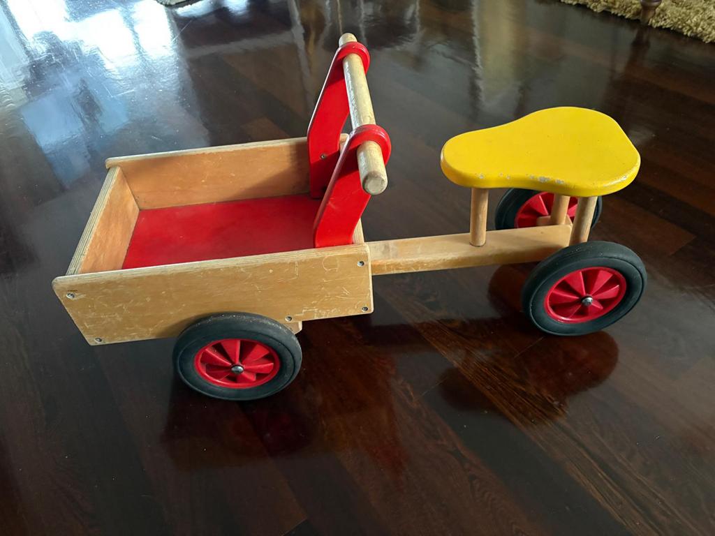 allehanddesign bakfiets beukenhout, Kinderen en Baby's, Speelgoed | Buiten | Skelters, Ophalen, Gebruikt, Overige merken