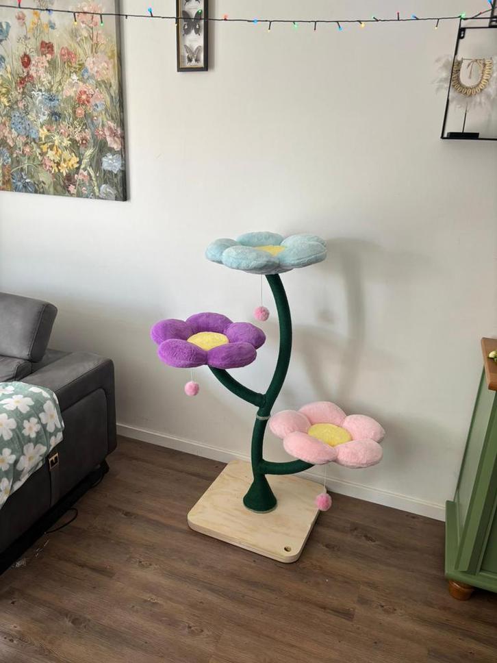 Krabpaal Bloemen Katten Flower 135cm, Dieren en Toebehoren, Krabmeubelen, Nieuw, Krabpaal, Ophalen of Verzenden