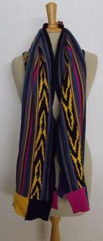 Kleurige lamswollen sjaal van het dure Franse merk Chacok, Kleding | Dames, Verzenden, Zo goed als nieuw, Maat 42/44 (L), Sjaal