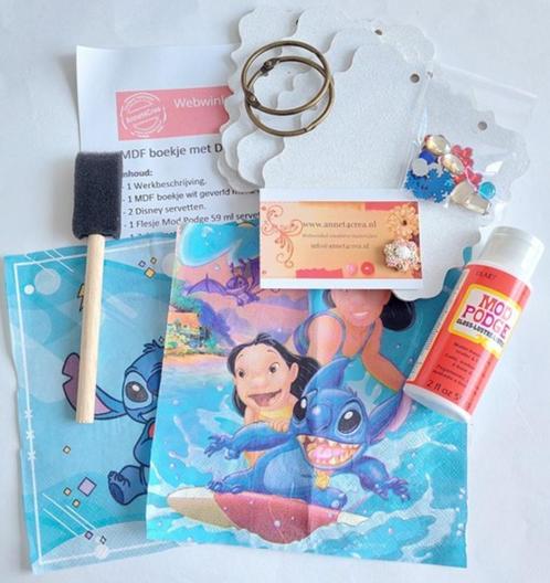 MDF boekje met Disney servet Lilo en Stitch pakket, Hobby en Vrije tijd, Knutselen, Nieuw, Materiaal, Ophalen of Verzenden
