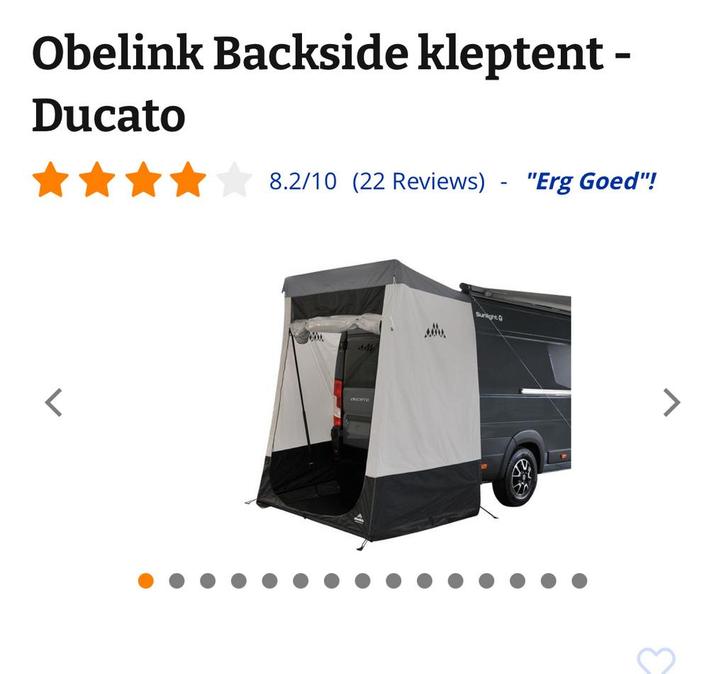 Obelink Backside Tent - Ducato - nieuw, Caravans en Kamperen, Tenten, Nieuw, Ophalen of Verzenden