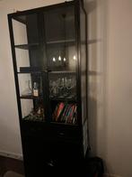 Zwart Metalen Vitrinekast, Huis en Inrichting, Kasten | Vitrinekasten, Ophalen, Gebruikt, 100 tot 150 cm, 200 cm of meer