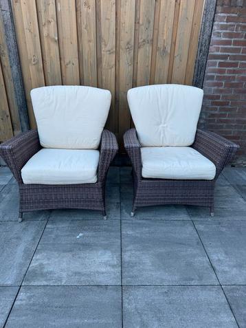 2 Bellagio Tuinstoelen - Wicker met Kussens beschikbaar voor biedingen