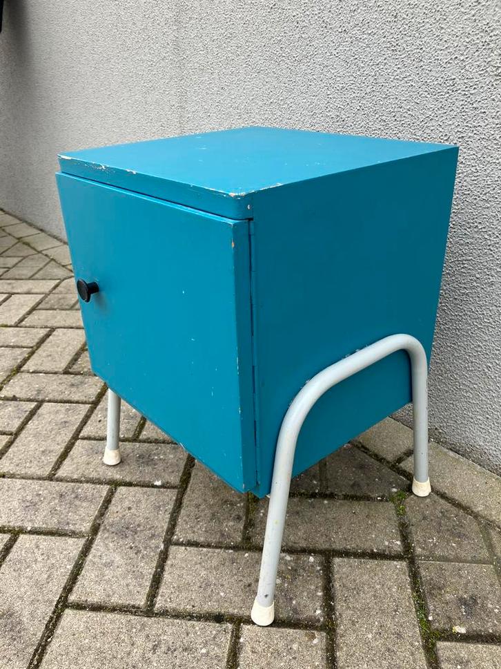 Vintage Blauw Nachtkastje, Huis en Inrichting, Kasten | Overige, Gebruikt, Ophalen