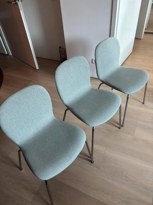 IKEA Karlpetter eetkamerstoelen groen met verchroomde basis, Huis en Inrichting, Stoelen, Zo goed als nieuw, Drie, Metaal, Stof