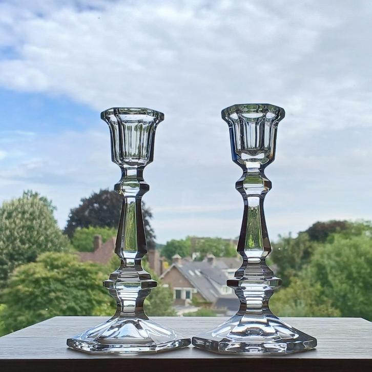 Stel Kandelaars Annahütte Kristal, Antiek en Kunst, Antiek | Kandelaars, Kristal, Ophalen of Verzenden