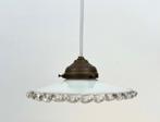 Antieke Franse schotellamp met wit opaline glazen kap, Antiek en Kunst, Ophalen of Verzenden