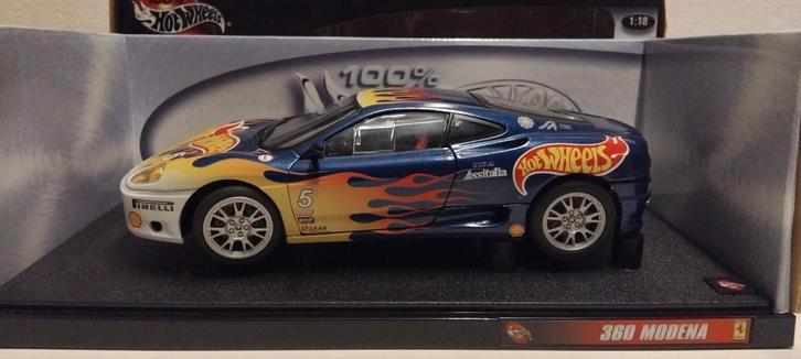 Ferrari 360 Modena blauw flame Hot Wheels Special 1:18 KRD, Hobby en Vrije tijd, Modelauto's | 1:18, Zo goed als nieuw, Auto, Hot Wheels