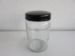Glazen voorraadpot met zwart bakelieten schroefdeksel, Ophalen of Verzenden