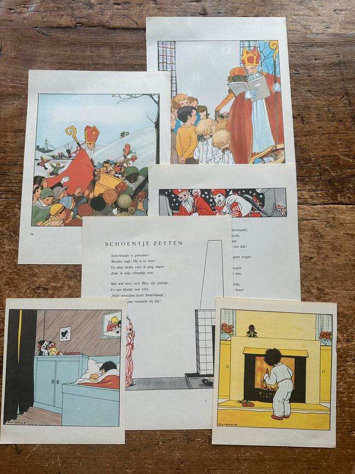 Prenten Arie Cramer Sinterklaas, Antiek en Kunst, Antiek | Schoolplaten, Overige thema's, Ophalen of Verzenden