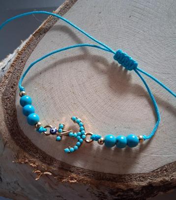 geluks armbandje anker (hoop) nazar turquoise kraaltjes beschikbaar voor biedingen