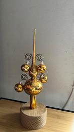 Goud kleurige tinsel piek met 4 balletjes., Ophalen of Verzenden, Zo goed als nieuw