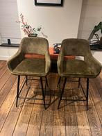 Luxe barkrukken groen/olive, 2 krukken, Ophalen, Zo goed als nieuw, 60 tot 90 cm