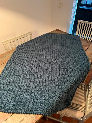NIEUW HANDGEMAAKTE BABYDEKEN DEKEN WIKKELDOEK WOL TEAL beschikbaar voor biedingen