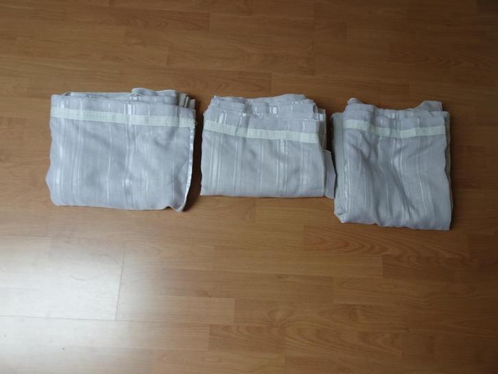 vitrage (3) met loodband, Huis en Inrichting, Stoffering | Gordijnen en Lamellen, Zo goed als nieuw, 200 cm of meer, 200 cm of meer