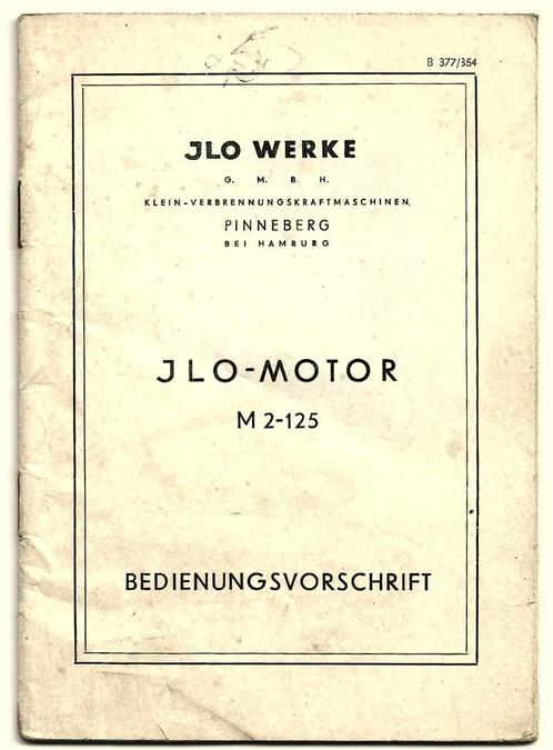 JLO motor M2 125 Bedienungsvorschrift 1954, Motoren, Handleidingen en Instructieboekjes, Overige merken, Verzenden