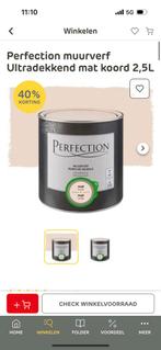 Perfection muurverf Ultradekkend mat koord 2,5L, Doe-het-zelf en Verbouw, Verf, Beits en Lak, Minder dan 5 liter, Ophalen, Zo goed als nieuw