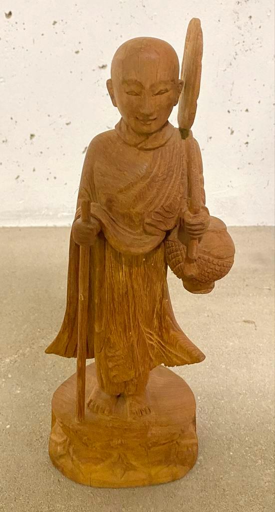 Houten Beeld Boeddhistische Monnik, Antiek en Kunst, Kunst | Beelden en Houtsnijwerken, Ophalen of Verzenden