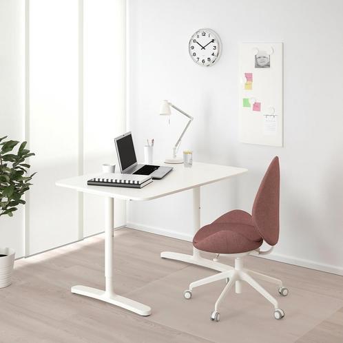 Ikea bureau 'BEKANT' 60 x 140 cm  + bureaustoel FLINTAN, Huis en Inrichting, Bureaus, Zo goed als nieuw, Bureau, In hoogte verstelbaar
