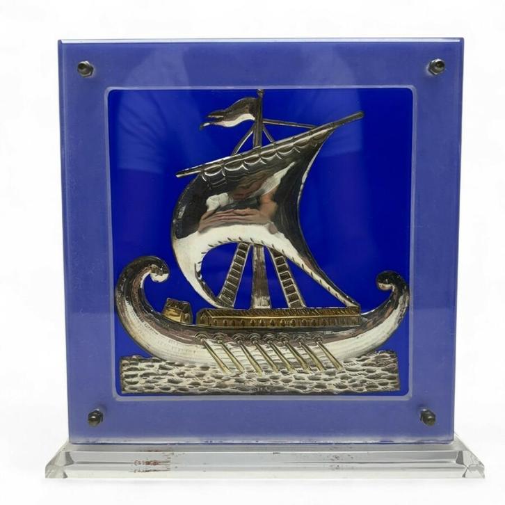 Zilveren ornament: Vikingschip, Antiek en Kunst, Curiosa en Brocante, Ophalen of Verzenden