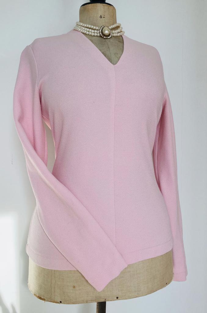 VANILIA maat 38 40 M L roze trui top longsleeve V neck, Kleding | Dames, Truien en Vesten, Zo goed als nieuw, Maat 38/40 (M), Roze