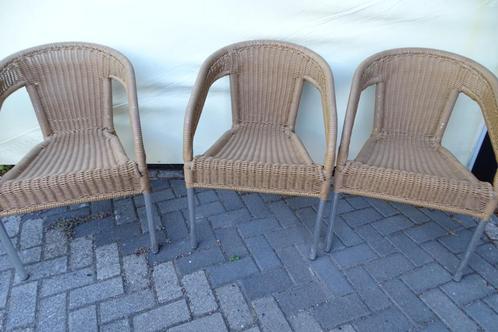 3 Stapelbare tuinstoelen, Tuin en Terras, Tuinstoelen, Gebruikt, Aluminium, Stapelbaar, Ophalen