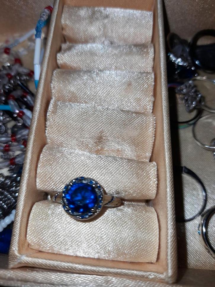 RVS ring met blauwe steen 20mm, Sieraden, Tassen en Uiterlijk, Ringen, Zo goed als nieuw, Dame, Zilver, IJzer of Staal, Ophalen of Verzenden