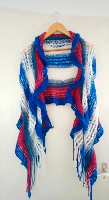 Fringed Knit Shawl Vintage Lande Diagonale Gebreide Sjaal beschikbaar voor biedingen