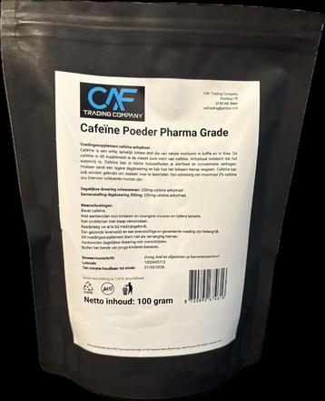Cafeïne anhydraat poeder 100 gram pharma grade caffeine beschikbaar voor biedingen