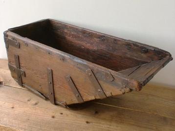 Antieke eikenhouten Graanschep / houten bak 58x22cm, ca 1800 beschikbaar voor biedingen