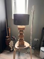Superleuke schemerlamp, houten voet met stoffen kap, Ophalen, Zo goed als nieuw, 50 tot 75 cm