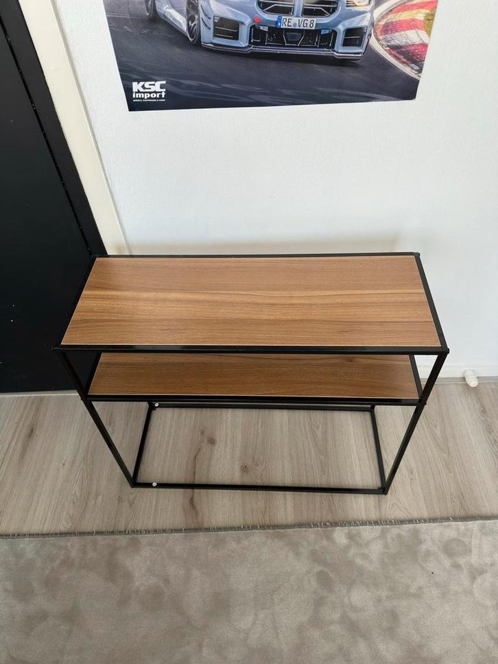 Stijlvolle decoratie tafel, Huis en Inrichting, Tafels | Bijzettafels, Zo goed als nieuw, Rechthoekig, Minder dan 45 cm, Minder dan 55 cm