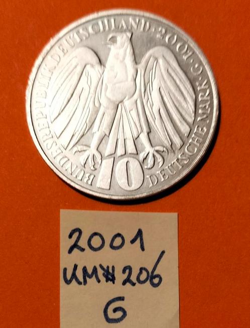 2001 10 Mark Verfassungsgericht KM#206G 925/1000 Zilver., Postzegels en Munten, Munten | Europa | Niet-Euromunten, Losse munt