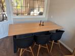 Eettafel met 3 Kuipstoelen, Huis en Inrichting, Tafels | Eettafels, Ophalen, Gebruikt, Eikenhout, 50 tot 100 cm