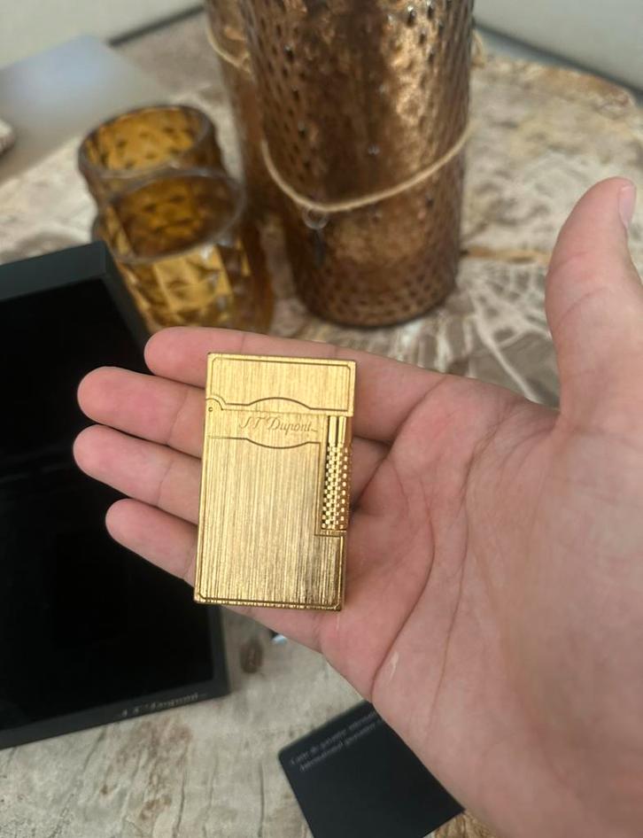 S.T. Dupont aansteker goud zgan dubbele vlam, Verzamelen, Rookartikelen, Aanstekers en Luciferdoosjes, Zo goed als nieuw, Ophalen of Verzenden