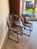 4 eetkamerstoelen, Huis en Inrichting, Stoelen, Ophalen, Gebruikt, Bruin, Metaal