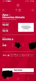 2 tickets Ajax-Heracles vak 418 naast elkaar, Tickets en Kaartjes, Sport | Voetbal, Losse kaart, Twee personen, Augustus