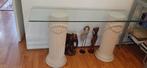Stijlvolle Grieks/Romeinse side-table met geslepen hard glas, Huis en Inrichting, Woonaccessoires | Zuilen en Pilaren, Ophalen