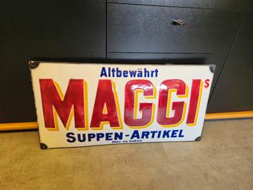 Oud Maggi Emaille Reclamebord 70x36cm bord beschikbaar voor biedingen
