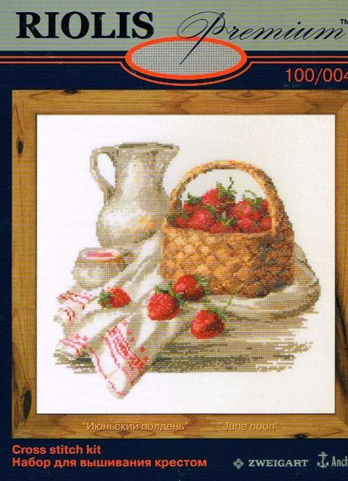 Cado KOOPJE RIOLIS BORDUURPAKKET, AARDBEIENMAND 100/004, Hobby en Vrije tijd, Borduren en Borduurmachines, Nieuw, Borduurpakket