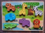 Houten puzzel dieren, Kinderen en Baby's, Speelgoed | Kinderpuzzels, Ophalen of Verzenden, Minder dan 10 stukjes, Zo goed als nieuw