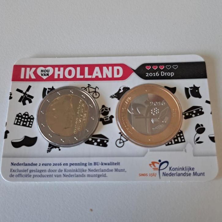 Ik Hou van Holland 2016 Coincard en penning  Drop, Postzegels en Munten, Munten | Nederland, Losse munt, Euro's, Koningin Beatrix