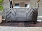 Mangohouten dressoir zwart, Ophalen, Gebruikt, 150 tot 200 cm, 25 tot 50 cm