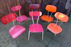 Prachtige rode bruine witte vintage retro formica stoelen, Ophalen, Gebruikt, Retro vintage midcentury, Rood