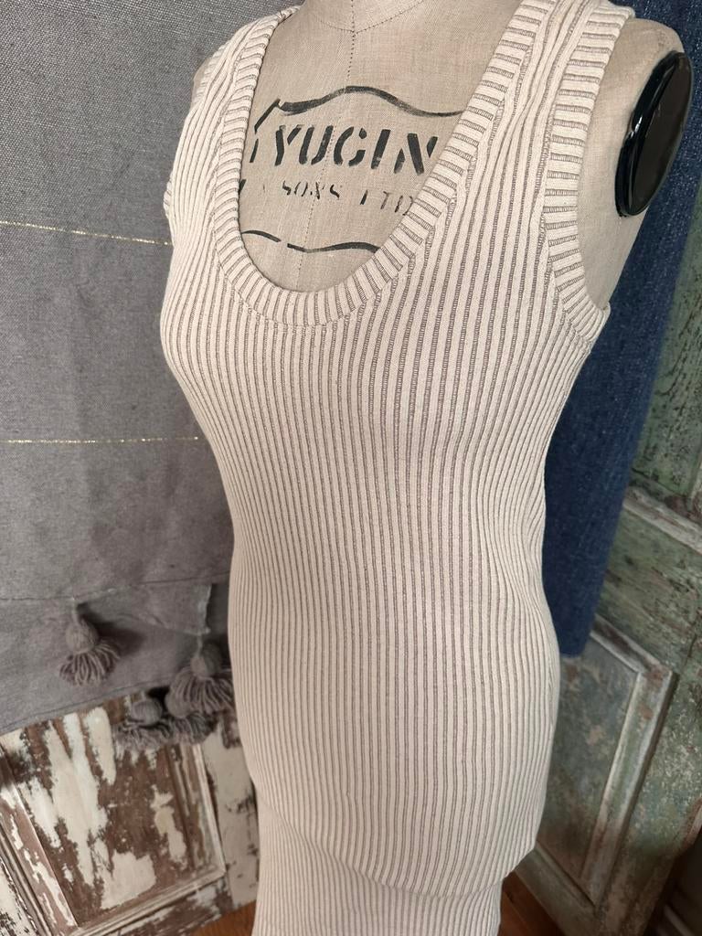 Iro katoenen jurk beige maat M nieuw, Ophalen of Verzenden, Nieuw, Beige, Onder de knie