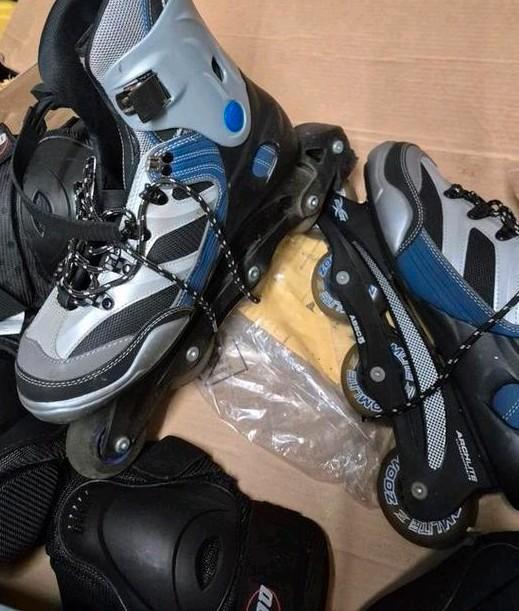 Rollerskates met bescherming, Sport en Fitness, Skeelers, Gebruikt, Inline skates 4 wielen, Overige merken, Heren, Ophalen of Verzenden