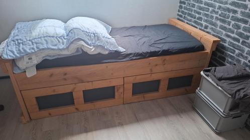 1 persoonsbed steigerhout, Huis en Inrichting, Slaapkamer | Bedden, Zo goed als nieuw, Eenpersoons, 90 cm, 200 cm, Steigerhout