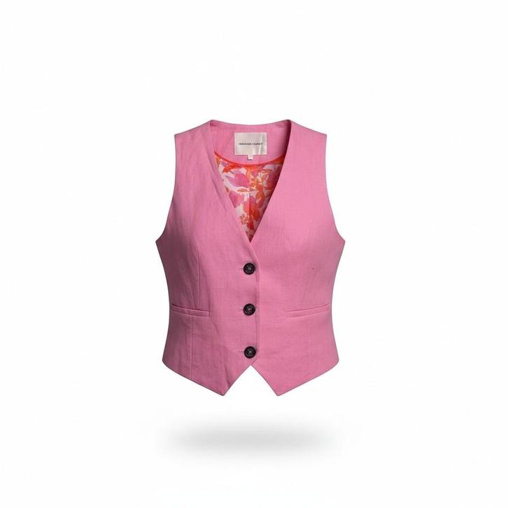 Fabienne Chapot Gigi Gilet Pink Glow roze linnen gilet 38, Kleding | Dames, Truien en Vesten, Nieuw, Maat 38/40 (M), Roze, Verzenden