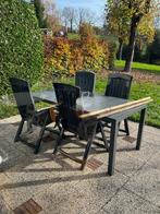 Tuinset grijs 4 stoelen gratis metalen tafel, Tuin en Terras, Ophalen, 4 zitplaatsen, Kunststof, Gebruikt